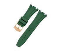 ROUHO Waterproof Silicone Watch Strap Adjustable Pin Buckle Replacement Watch Accessories for Audemars Piguet Royal Oak Casio G-Shock GA-2100-Deep Green + Gold Buckle 26mm