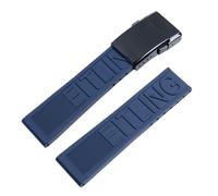 ROUHO Waterproof Silicone Watch Strap Adjustable Replacement Rubber Watch Band for Breitling Superocean Avenger-Deep Blue + Polished Black Buckle 24mm
