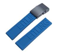 ROUHO Waterproof Silicone Watch Strap Adjustable Replacement Rubber Watch Band for Breitling Superocean Avenger-Blue + Frosted Black Buckle 24mm