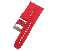 ROUHO Waterproof Silicone Watch Strap Diving Sports Wristwatch Bracelets for Breitling Avenger Super Ocean Challenger-Red + Silver Buckle 22mm