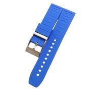 ROUHO Waterproof Silicone Watch Strap Diving Sports Wristwatch Bracelets for Breitling Avenger Super Ocean Challenger-Light Blue + Silver Buckle 22mm