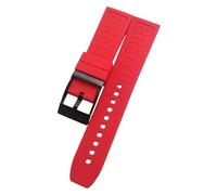 ROUHO Waterproof Silicone Watch Strap Diving Sports Wristwatch Bracelets for Breitling Avenger Super Ocean Challenger-Red + Black Buckle 24mm