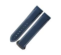 ROUHO Waterproof Silicone Watch Strap Durable Black Replacement Watch Buckle for Seamaster 300 Planet Ocean 600m-Blue + White 20mm