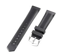 ROUHO Waterproof Silicone Watch Strap Pin Buckle Watchband Watch Accessories for T-A-G HE-UE-R Aquaracer-22mm + Silver Buckle