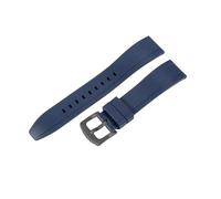 ROUHO Waterproof Silicone Watch Strap Quick Release Fluororubber Watch Band for Citizen Mido Seiko-Blue + Black Buckle 22mm