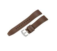 ROUHO Waterproof Silicone Watch Strap Quick Release Fluororubber Watch Band for Citizen Mido Seiko-Coffee + Silver Buckle 24mm