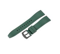 ROUHO Waterproof Silicone Watch Strap Quick Release Fluororubber Watch Band for Citizen Mido Seiko-Green + Black Buckle 24mm