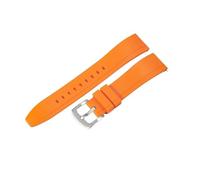 ROUHO Waterproof Silicone Watch Strap Quick Release Fluororubber Watch Band for Citizen Mido Seiko-Orange + Silver Buckle 24mm