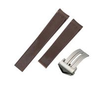 ROUHO Waterproof Silicone Watch Strap Rubber Men's Sports Watchband for TAG AQUARACER 300/500 WAY201/WAN211-Brown + Silver Buckle 20mm