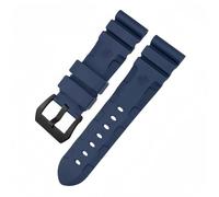 ROUHO Waterproof Silicone Watch Strap with Pin Buckle Men's Watch Bracelet for Panerai PAM111-Blue + Black Buckle 26mm