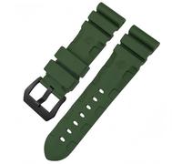 ROUHO Waterproof Silicone Watch Strap with Pin Buckle Men's Watch Bracelet for Panerai PAM111-Green + Black Buckle 24mm