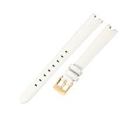 ROUHO Women's Genuine Leather Watch Strap Replacement Classic Ladies' Dress Watch Band for Gucci YA141501 YA141401-White + Gold 12 x 4mm