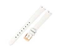 ROUHO Women's Genuine Leather Watch Strap Replacement Classic Ladies' Dress Watch Band for Gucci YA141501 YA141401-White + Rose Gold 14 x 4mm