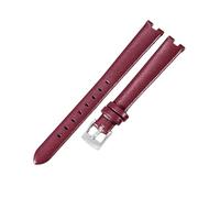 ROUHO Women's Genuine Leather Watch Strap Replacement Classic Ladies' Dress Watch Band for Gucci YA141501 YA141401-Red + Silver 12 x 4mm