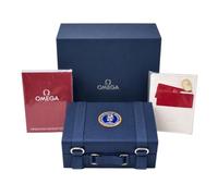 ROUHO Wooden Watch Box Blue Watch Storage Case Single Slot Holder Cream Interior Display Cushion Outer Box Set for Omega Speedmaster