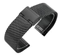 ROUHO Woven Mesh Watch Band Stainless Steel 1.0mm Wire Replacement Watch Bracelet Compatible with Daniel Wellington-Black 20mm