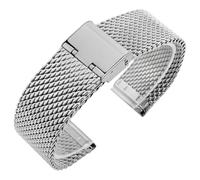 ROUHO Woven Mesh Watch Band Stainless Steel 1.0mm Wire Replacement Watch Bracelet Compatible with Daniel Wellington-Silver 18mm