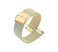 ROUHO Woven Mesh Watch Band, Stainless Steel Replacement Watch Bracelet with Adjustable Clasp Compatible with Daniel Wellington-Gold 15mm