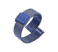 ROUHO Woven Mesh Watch Band, Stainless Steel Replacement Watch Bracelet with Adjustable Clasp Compatible with Daniel Wellington-Blue 14mm