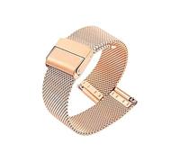 ROUHO Woven Mesh Watch Band, Stainless Steel Replacement Watch Bracelet with Adjustable Clasp Compatible with Daniel Wellington-Rose Gold 18mm