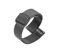 ROUHO Woven Mesh Watch Band, Stainless Steel Replacement Watch Bracelet with Adjustable Clasp Compatible with Daniel Wellington-Black 12mm