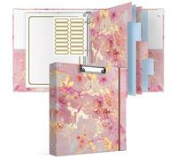 Rouidr 3 Ring Binder with clipboard, 1 inch Binder Organizer, 8.5" x 11" Letter Size View Binders with Dividers Tabs & Clear Sleeves, School Supplies, Office Supplies, Portfolio Binder, Pink Marble