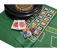 ROULETTE & BLACKJACK SET - LARGE WHEEL, 2 X PLAYING MATS, BALLS, MARKER, 2 PACKS OF CHIPS, 2 X PLAYING CARDS