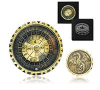 Roulette Spinner for DND Dice Set, 7-in-1 Dragon Metal D&D Dice With Gift Case for Dungeons and Dragon Game, RPG Role Playing Table Game Gifts (Ancient Gold)