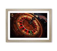 Roulette Table Casino Framed Print | A2 Oak Framed Wall Art | Ready to Hang | Modern Nature Picture | Living Room Bedroom Lounge Office