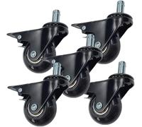Roulettes de chaise 2 pouces avec frein, roulettes de chaise 11 mm, roues de chaise en caoutchouc PU silencieuses et robustes, roulettes de chariot, 5 pièces