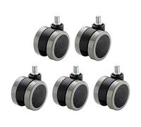 Roulettes de chaise de bureau 60 mm, lot de 5, roulettes de rechange en caoutchouc PU robuste, tige filetée 10 mm x 19 mm, circlip 11 mm x 24 mm, pour chariots, meubles, établis (modèle circlip)