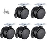 Roulettes de chaise de bureau, roulettes de remplacement pivotantes universelles à 360°, roulettes pour meubles, pour parquets, moquettes, stratifiés et carrelages, lot de 5 (frein 40 mm/1,6 po)