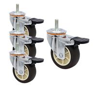 Roulettes pivotantes en caoutchouc pour chaise de bureau, roulettes à tige filetée, roulettes pour meubles robustes, rtant la charge, pour chariot, avec frein
