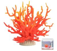 Rouloudun Coral Decor, Artificial Coral Reef Decor, 6.7x2.6'' Fake Ornament, Decorative Lifelike Sculpture Beach Room for Aquariums, Fish Tanks Red Orange