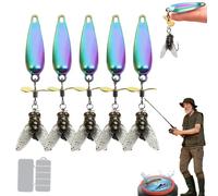 Roumant Metal Propeller Fishing Lure for Catching Fish, 3D Bionic Swimming Bait with Floating Rotating Tail, Spinning Blade Bass Trout Lure for All Kinds of Fish (Colorful, Large)