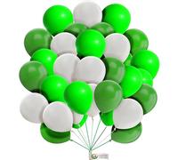 Round, 10 Inch 25-Pack White, Green & Light Green Balloons for Kids' Parties, Birthday, Wedding & Festivals