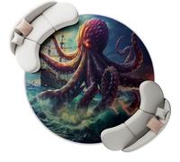 Round 120 x 120 cm Area Rugs for Living Room - Low Pile Non-Slip Fantasy Waves Octopus Theme Rug Floor Mat, Machine Washable Dark Blue Circle Carpet Decor for Bedroom Kitchen Office