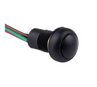 Round 12mm Plastic Momentary Push Button Switch With 2 Wires 5Pcs(Head color black,Momentary)