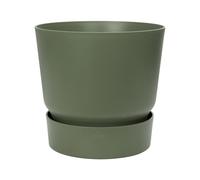 Round 19cm Leaf Green Garden Planter with Integrated Water Reservoir
