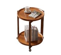 Round 2Tier Rolling Side Table Nightstand on Wheels for Living Room Balcony BedroomIdeal for Smals and Mon Décor