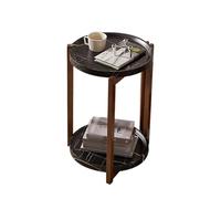 Round 2Tier Rolling Side Table with Wheels -Nightstand for Living Room Balcony Bedroom - Perfect for Smals and Mon Decor