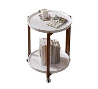 Round 2Tier Rolling Side TableNightstand for Living Room Balcony BedroomPerfect for Smals and Mon Decor