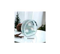 Round 3 Tealight Holder Crushed Diamond Crystal Clear Silver Mirror