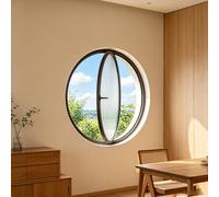 Round 360° Rotating Porthole Glass Windows,Pivot Embedded Tempered Glass Casement Window,for Bathroom, Kitchen, Bedroom, Living Room Home Decor(Black,30cm/11.8in)