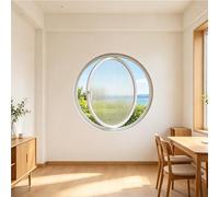 Round 360° Rotating Porthole Glass Windows,Pivot Embedded Tempered Glass Casement Window,for Bathroom, Kitchen, Bedroom, Living Room Home Decor(White,30cm/11.8in)