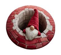 Round 3D Illusion Christmas Rug, Optical Illusion Polyester Round Carpet, Christmas Rugs For Living Room, Santa Claus And Gnomes Quilted Three-dimensional Pattern Design, For Living Room, Bedroom