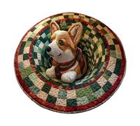 Round 3D Illusion Christmas Rug, Optical Illusion Polyester Round Carpet, Christmas Rugs For Living Room, Santa Claus And Gnomes Quilted Three-dimensional Pattern Design, For Living Room, Bedroom