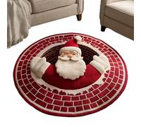 Round 3D Illusion Christmas Rug, Optical Illusion Polyester Round Carpet, Christmas Rugs For Living Room, Santa Claus And Gnomes Quilted Three-dimensional Pattern Design, For Living Room, Bedroom