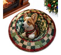 Round 3D Illusion Christmas Rug, Optical Illusion Polyester Round Carpet, Christmas Rugs For Living Room, Santa Claus And Gnomes Quilted Three-dimensional Pattern Design, For Living Room, Bedroom