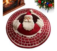 Round 3D Illusion Christmas Rug, Optical Illusion Polyester Round Carpet, Christmas Rugs For Living Room, Santa Claus And Gnomes Quilted Three-dimensional Pattern Design, For Living Room, Bedroom